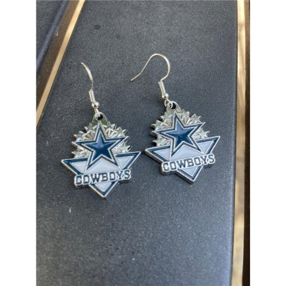 New Dallas Cowboys Football NFL Silver Swirl Dangle Earrings Non-Allergenic